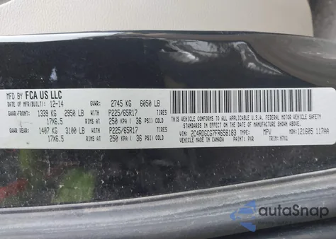 2015 Dodge Grand Caravan Sxt from USA, damaged, VIN 2C4RDGCG7FR658183